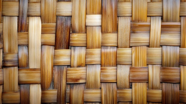 Interwoven Natural Bamboo Weave with Warm Brown Tones photo