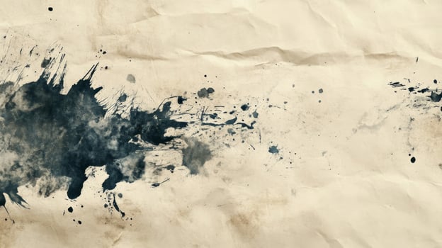 Abstract Ink Splatters on Crumpled Paper Background photo