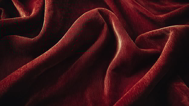 Close-Up of Red Velvet Fabric with Draped Texture photo