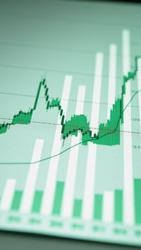 Trading chart showcases green finance upswing with increased stock investment growth abstract blur backdrop photo