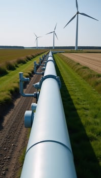 green hydrogen gas production through wind turbine integration within a sustainable ecofriendly environment for natural gas generation photo