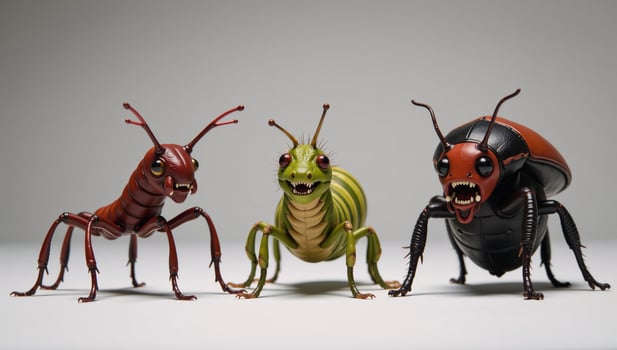 A disgustingly adorable cartoon illustration featuring ugly cootie bugs photo