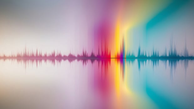 Sound wave background with rainbow colors photo