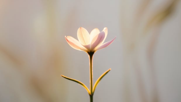 A single pink flower is shown in the sunlight photo
