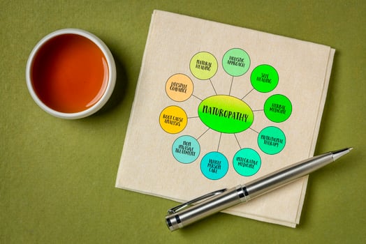 naturopathy, health, holistic healthcare, lifestyle and integrative medicine concept, mind map infographics photo