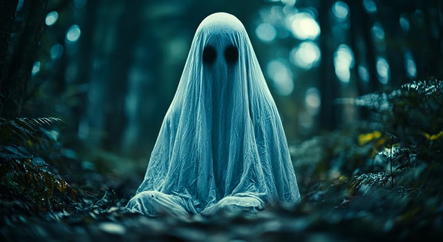 Men and women walking in spooky forest at night generated by AI photo
