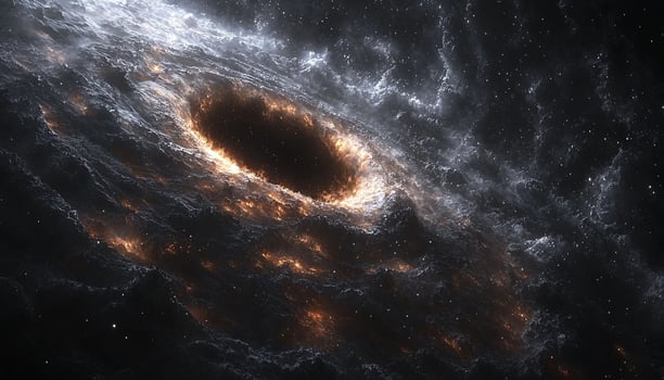 Glowing galaxy in dark space, star field mystery generated by AI photo