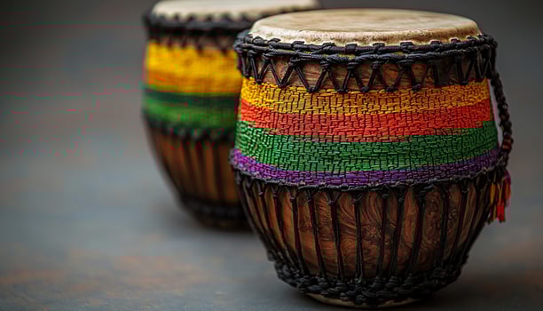 Wooden crafts collection in vibrant colors for decoration generated by AI photo