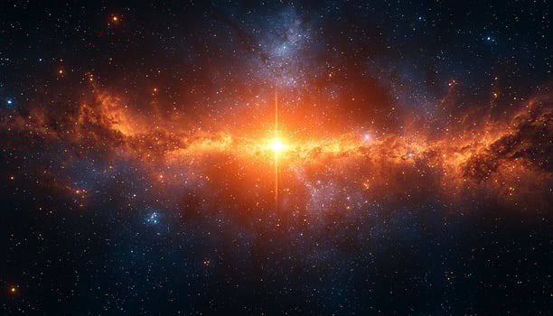 Glowing star field in dark galaxy night sky generated by AI photo