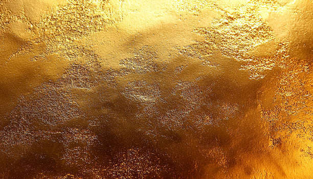 Shiny gold metal grunge dirty paint backdrop wet generated by AI photo