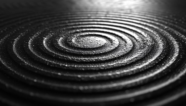 Metallic swirling circle pattern spinning in dark environment generated by AI photo