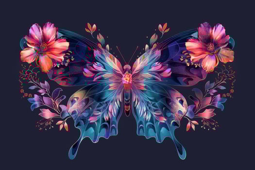 A colorful butterfly with flowers on it photo