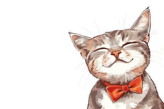 A cat with a red bow tie is smiling photo