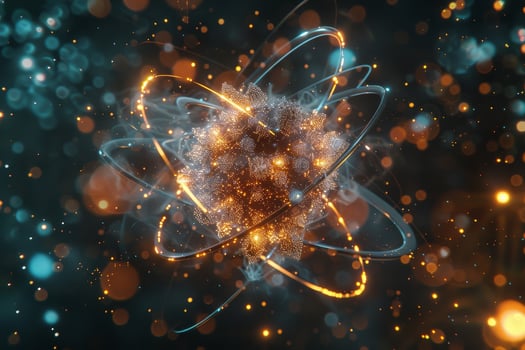 A glowing sphere with a blue and orange background photo