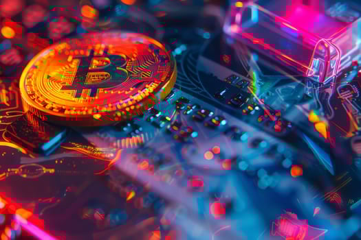 A coin with the letter B on it is on top of a circuit board photo