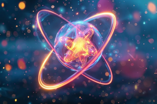 A glowing sphere with a red and orange center photo