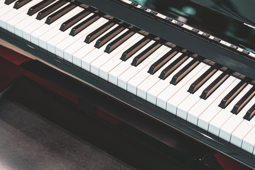 Black and white keys on an electronic piano. Piano keys closeup. Classic piano keyboard. photo