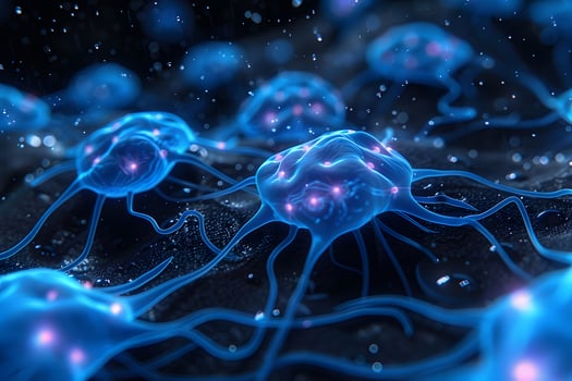 Bioluminescent Neurons Network - Digital Art for Sci-Fi and Futuristic Design photo