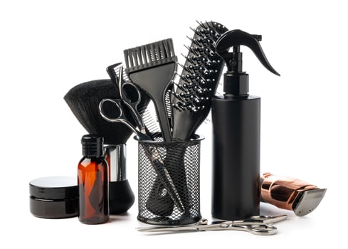 Professional hairdresser tools isolated on white background photo