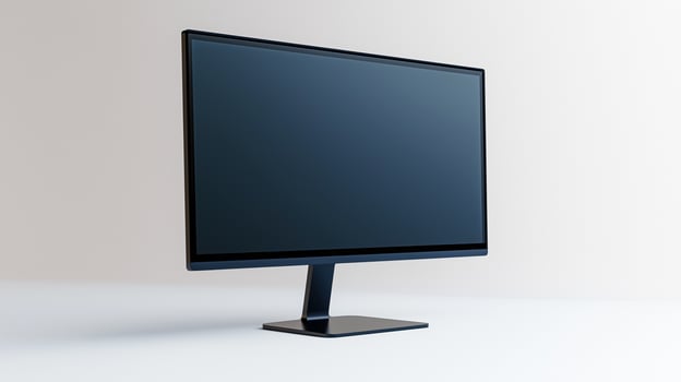 Modern ldc display mockup in light space. Digital technology for home and business with monitor template advertising image. Pc screen mock up with stand product photorealistic photo