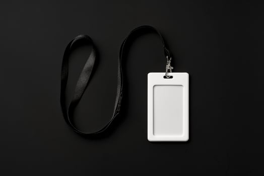 Blank badge mockup on black background copy space photo