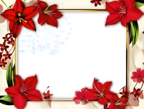 Rectangle Red Floral Flower Spring Nature Decor Border photo