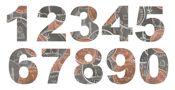 A set of numbers from coins photo