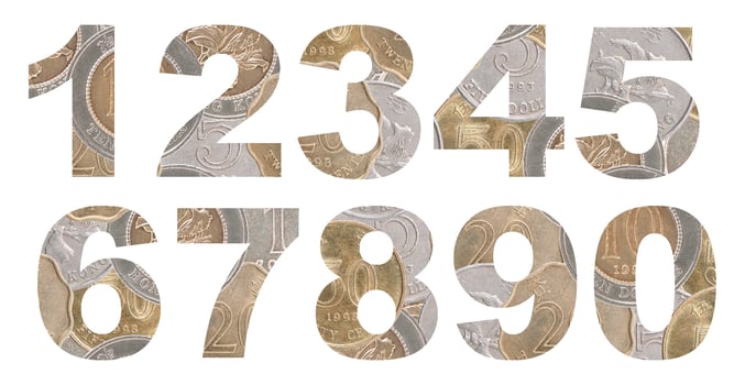A set of numbers from coins photo