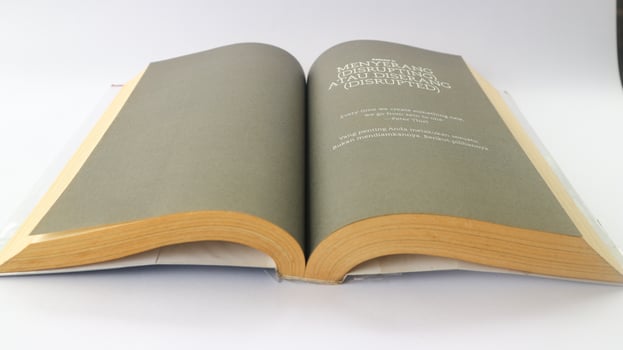 Open book indentation with bokeh effect. photo