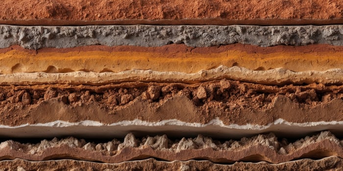 A close up of a layer of different colored rocks photo