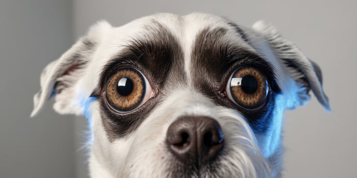 A dog with big eyes looking up at the camera photo