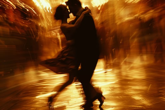 A couple dancing in a dark room photo