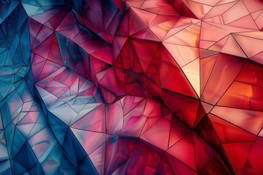 Abstract red and blue triangles on a black background photo
