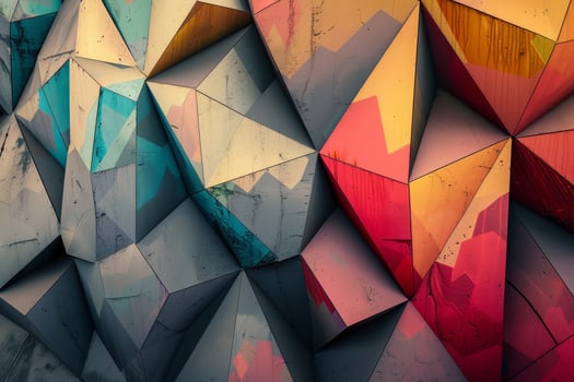Colorful geometric wall with many different colors photo