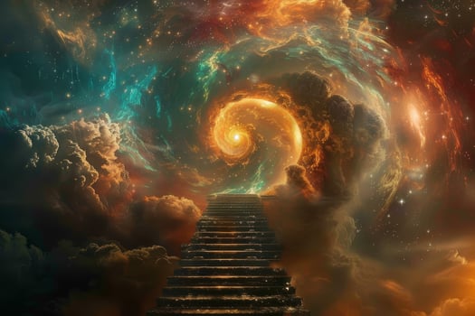 A spiral staircase leading to the sky photo