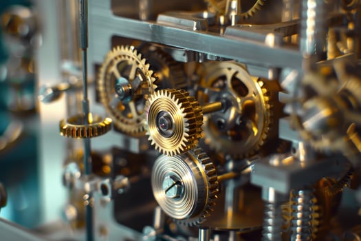 The clockwork mechanism of a clock photo