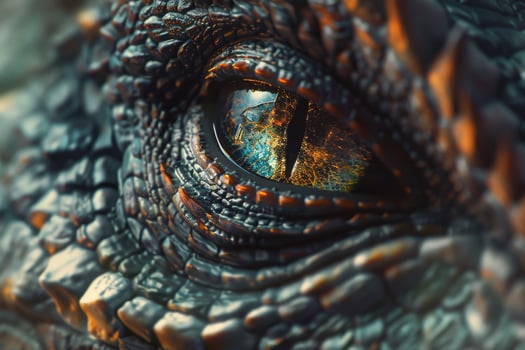 The eye of a dragon is shown in this image photo
