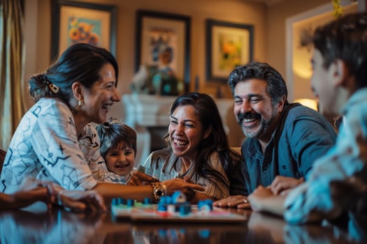 A family playing board games together photo