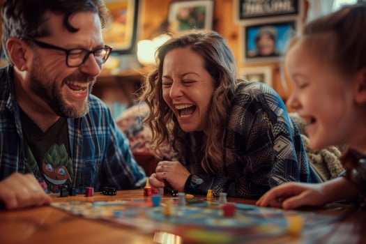 A family playing a board game photo