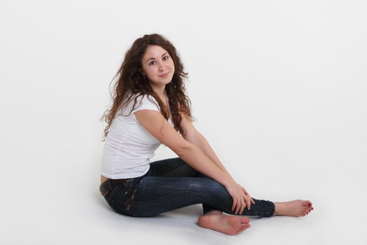 Cute brunette girl, isolated photo