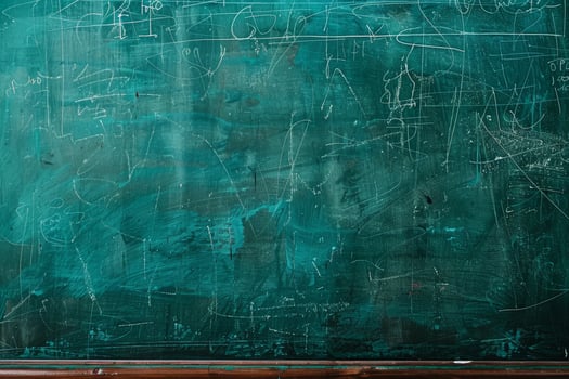 A chalkboard with writing on it in front of a green wall photo