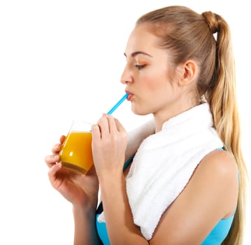 Attractive sporty woman with orange juice photo