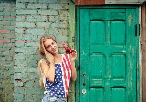 Blond girl in american retro style photo
