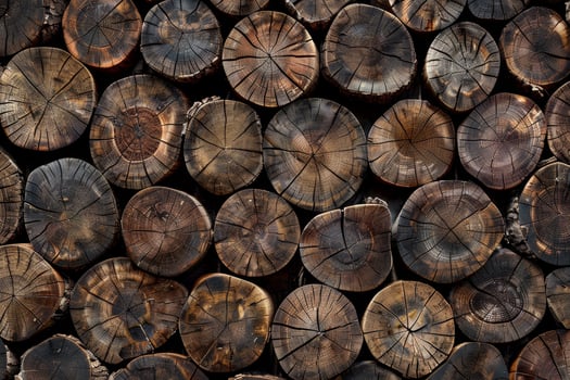 A pile of logs with a black background photo