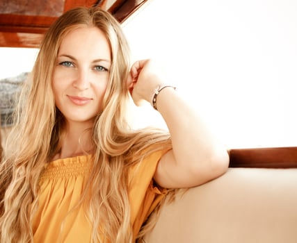 Attractive girl on a yacht photo