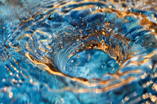 A close up of a blue liquid with bubbles photo