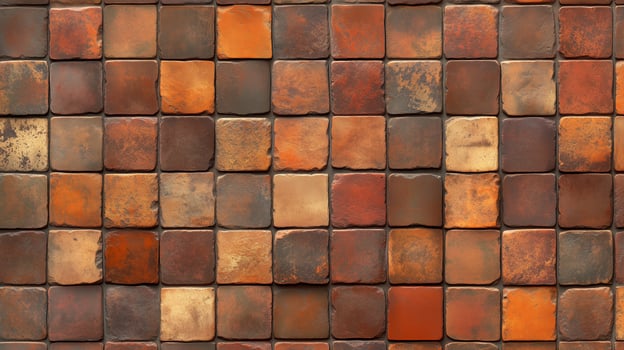 A brick wall with a brown and tan color. The wall is made of bricks and has a rough texture. photo