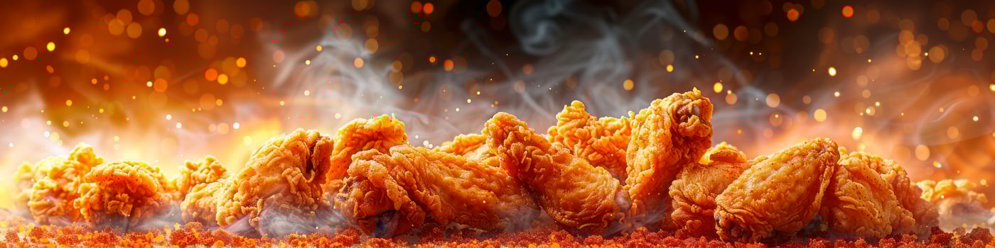 Panorama photo of a chicken wings