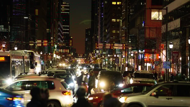 The Philadelphia city view with the lights on at night photo