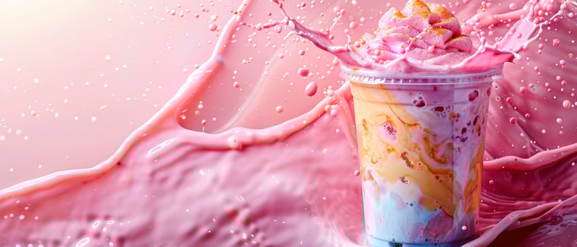 Photo of a cup of ice cream with cream splash